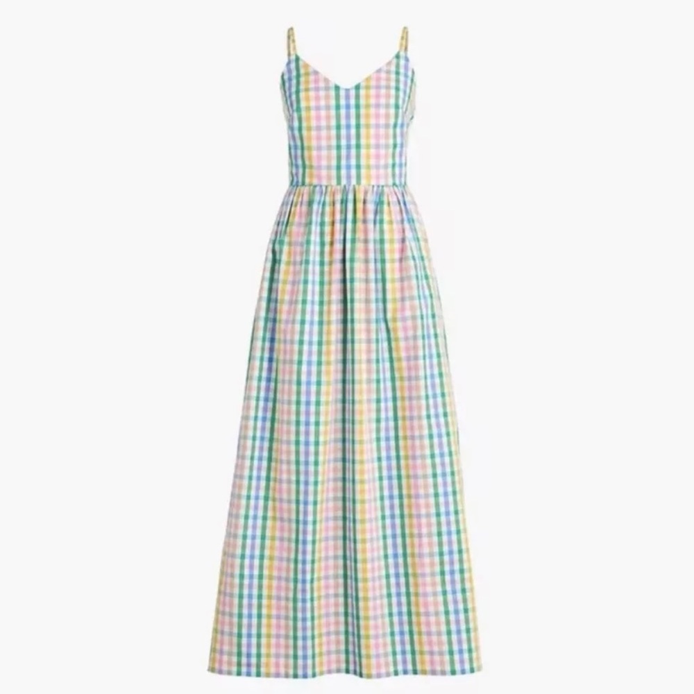 J. Crew Gingham Cotton Maxi Dress Multicolor